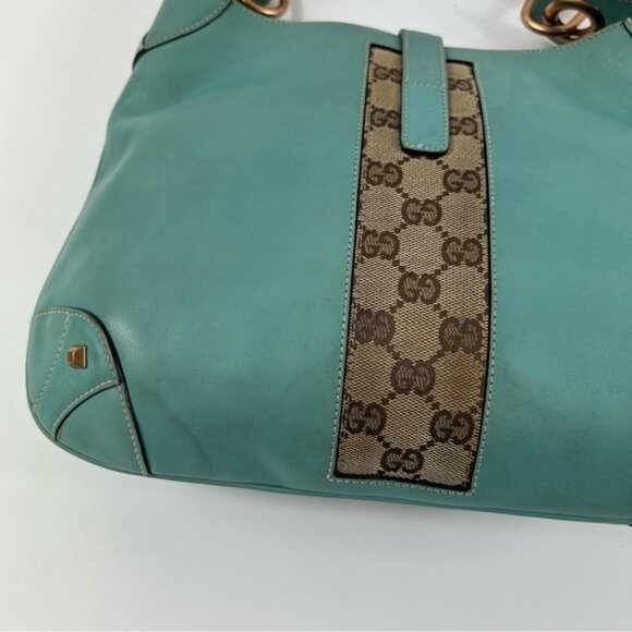 GUCCI Jackie GG Canvas Shoulder Bag Blue - Picture 6 of 12